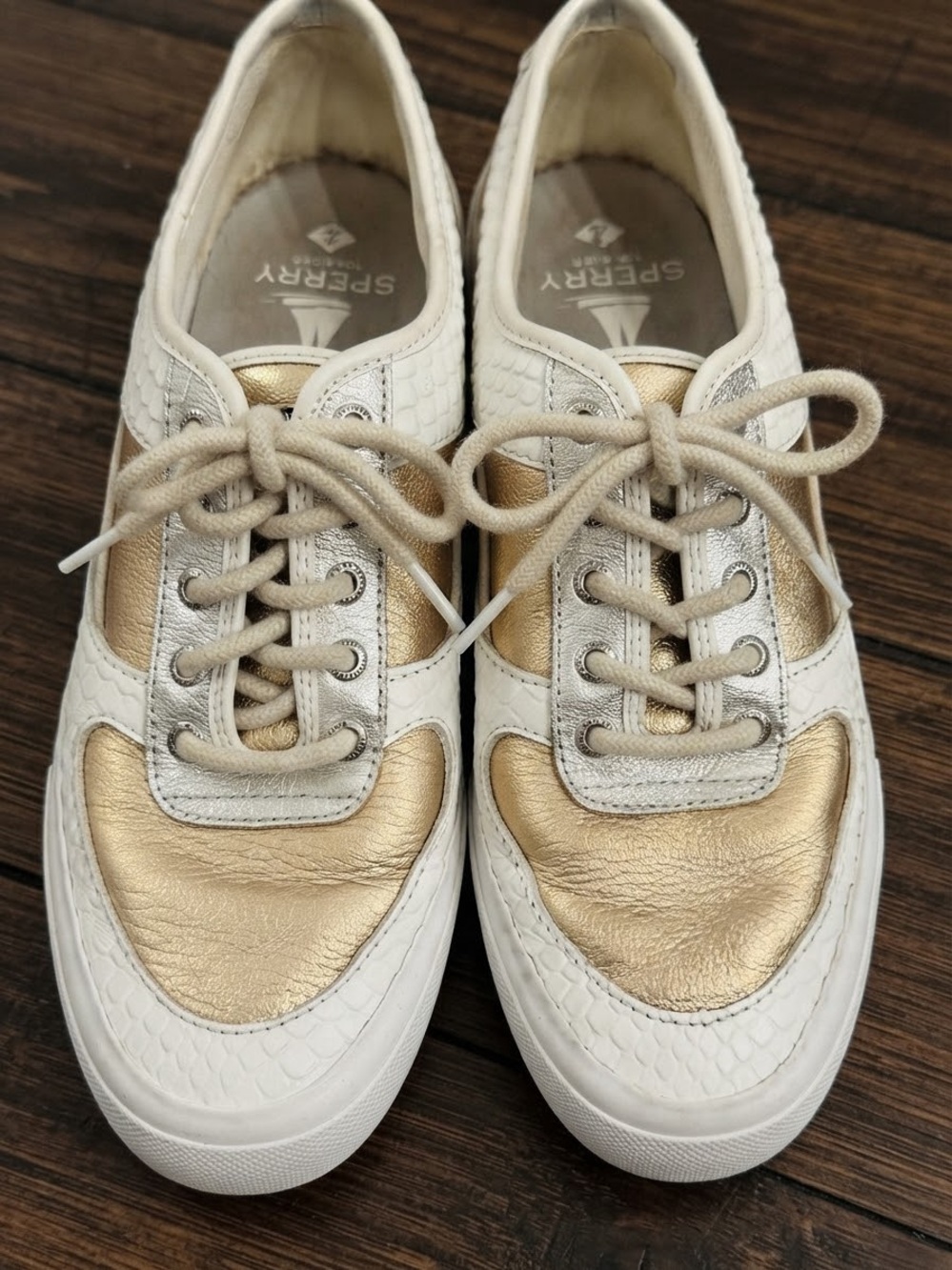 Sperry Women's Cream and Beige Canvas Lace-Up Sneakers
